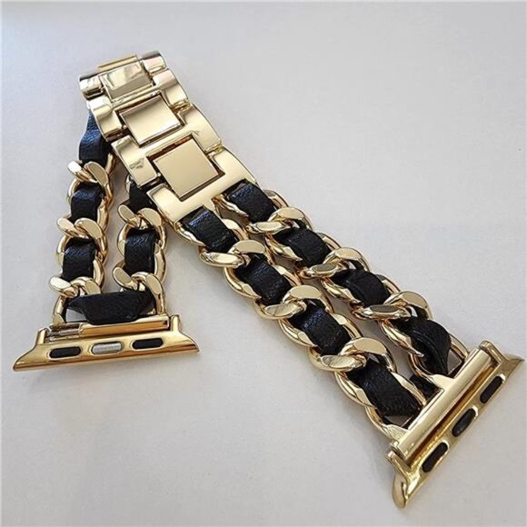 NEW Gold/Black Luxury Apple Watch Band - Picture 2 of 4